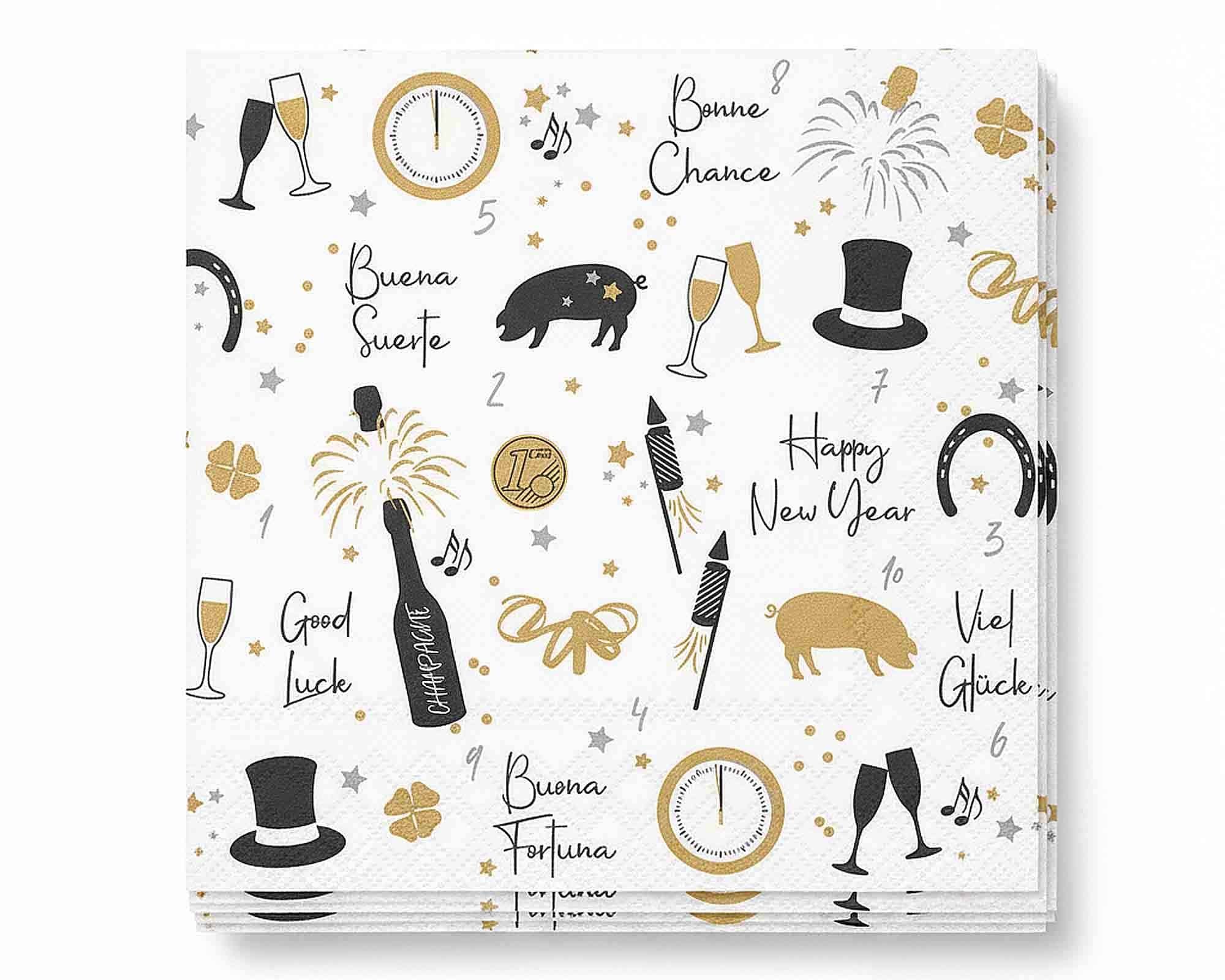 Tovaglioli Eleganti per Capodanno 33x33cm in Carta - immagine 2