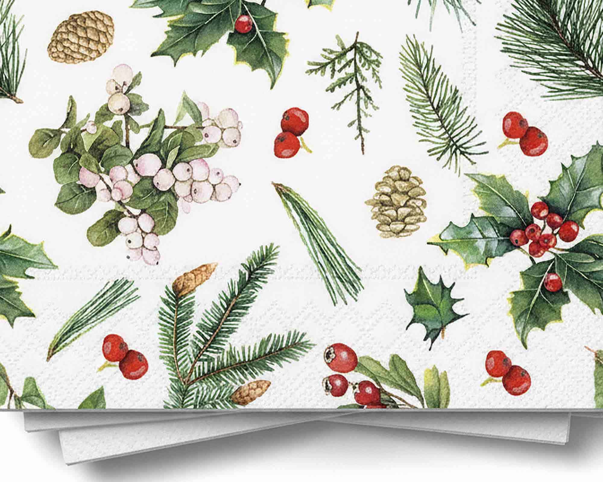 Tovaglioli con Greenery Innevato 25x25cm in Carta - immagine 2