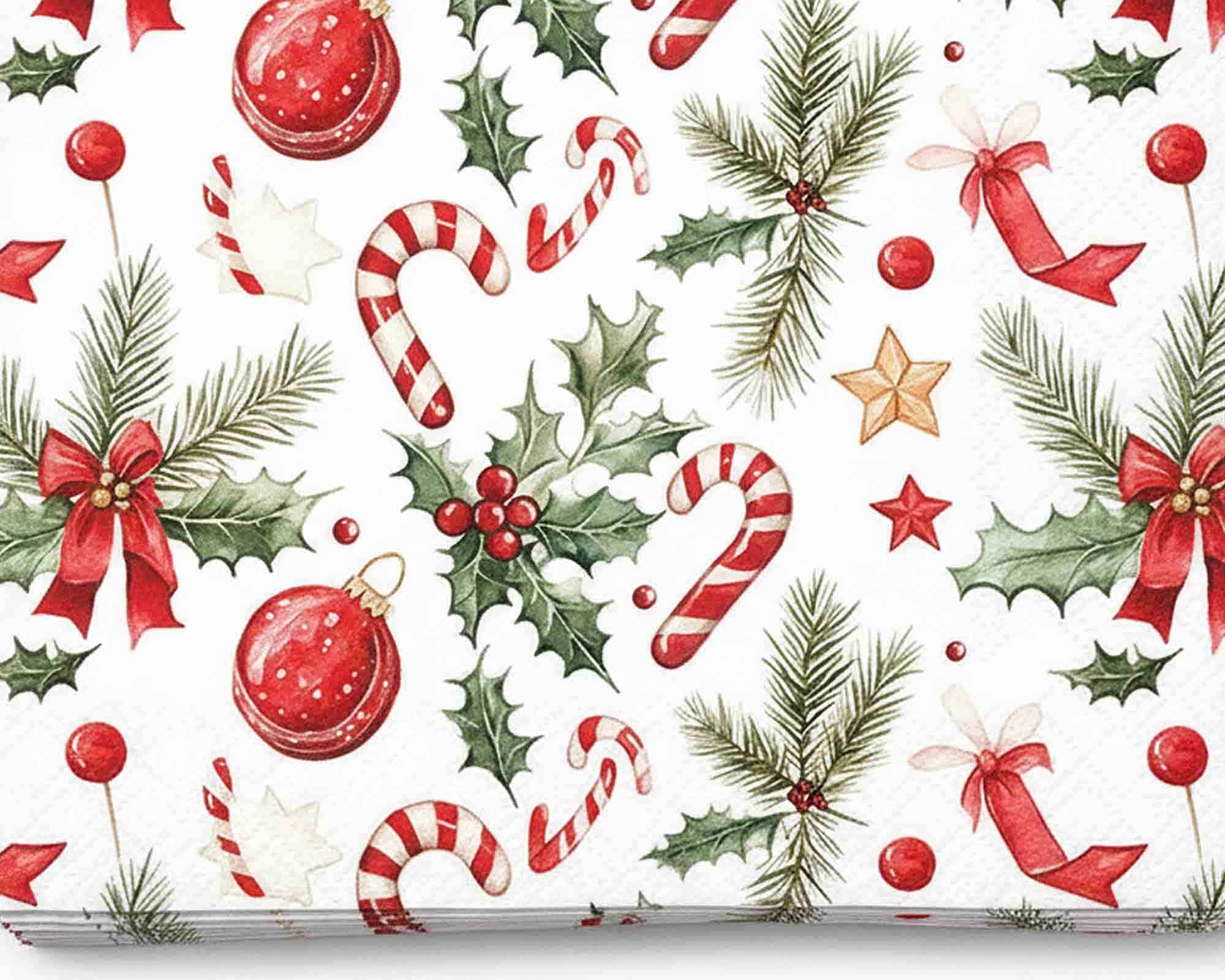 Tovaglioli con Elementi Natalizi 25x25cm in Carta - immagine 2