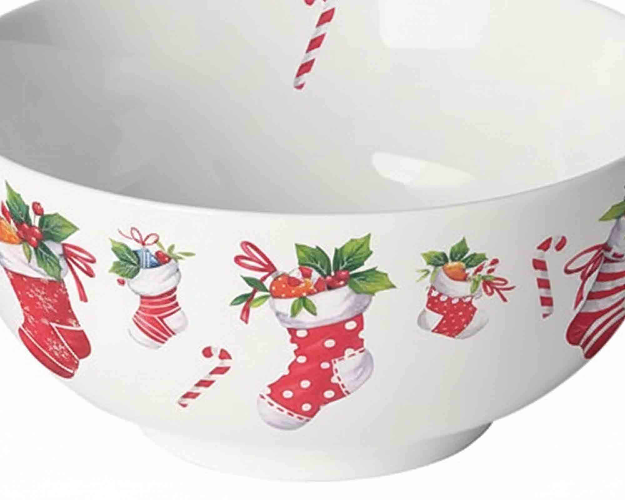 Ciotola Natalizia con Calze e Bastoncini di Zucchero D14x6,5cm in Porcellana - immagine 2