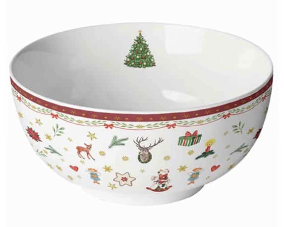 Ciotola Natalizia con Decorazioni Natalizie Varie D14x6,5cm in Porcellana