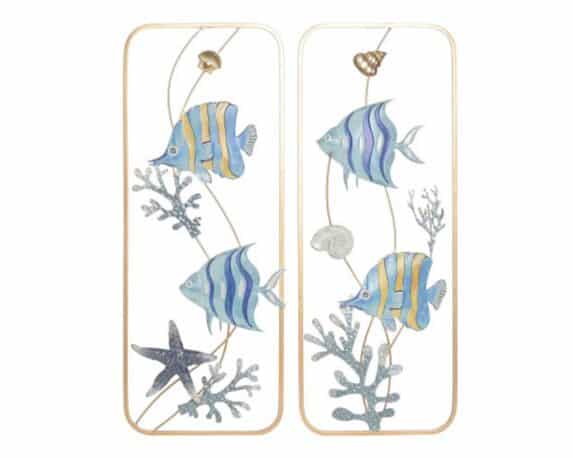 Quadro da Parete con Pesci 29×2,5x74cm in Metallo – Item