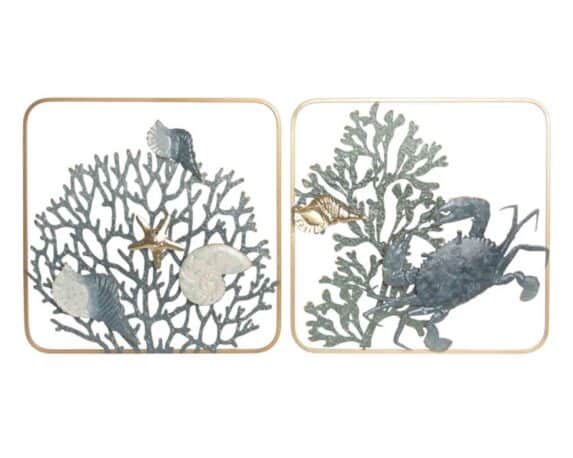 Quadro da Parete con Elementi Marini 50x3x50cm in Metallo  – Item