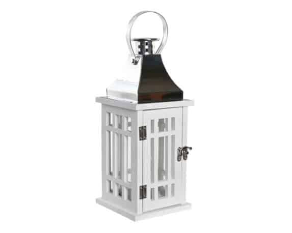 Lanterna Bianco 14x14x32cm in Legno e Metallo – Item