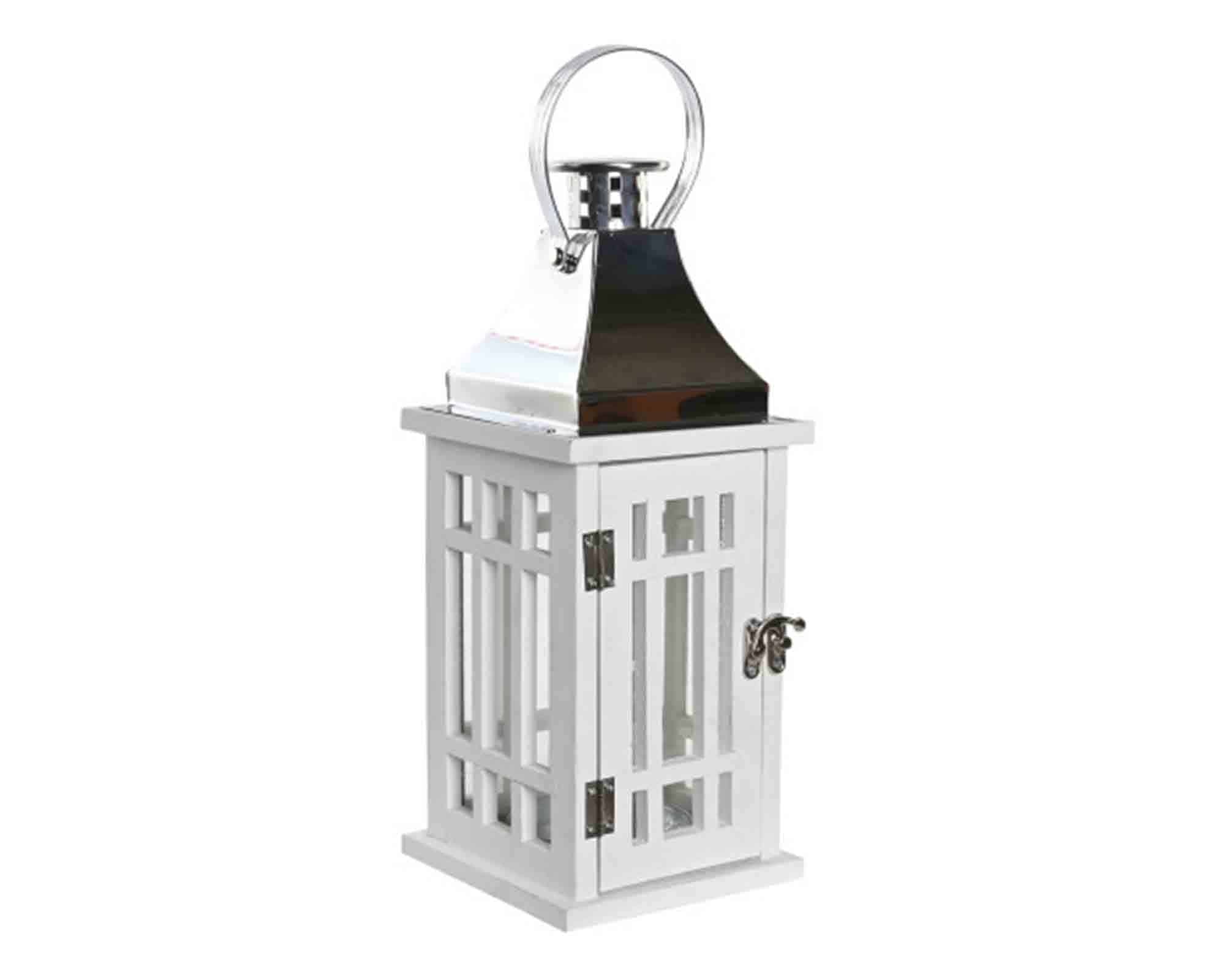 Lanterna Bianco 14x14x32cm in Legno e Metallo - Item