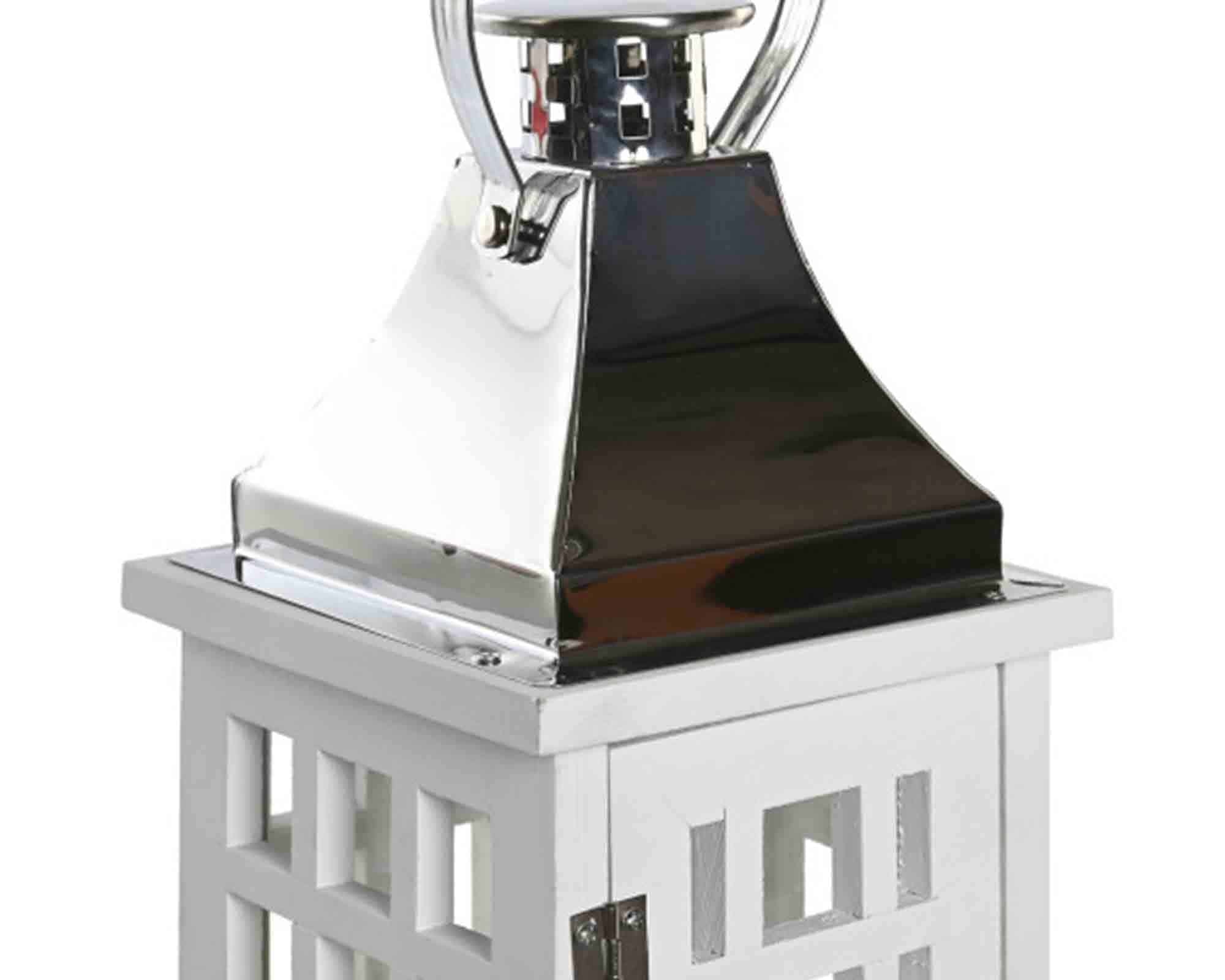 Lanterna Bianco 14x14x32cm in Legno e Metallo - Item - immagine 3