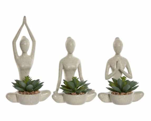 Decorazione Figura di Donna con Piantina Assortito 14x12x25,5cm in Resina – Item