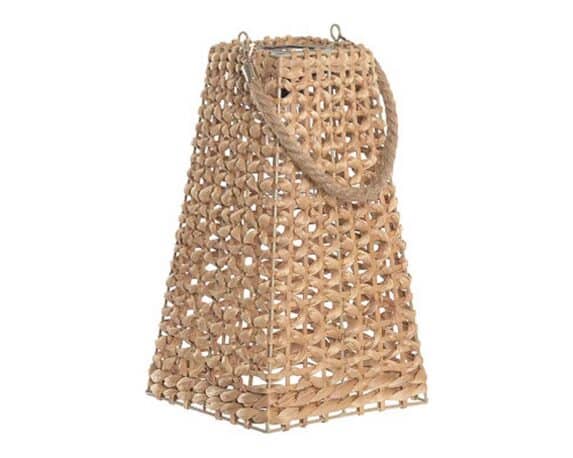 Lampada Solare con Manico Quadrato Large 20x20x36cm in Fibra Naturale e Metallo – Item