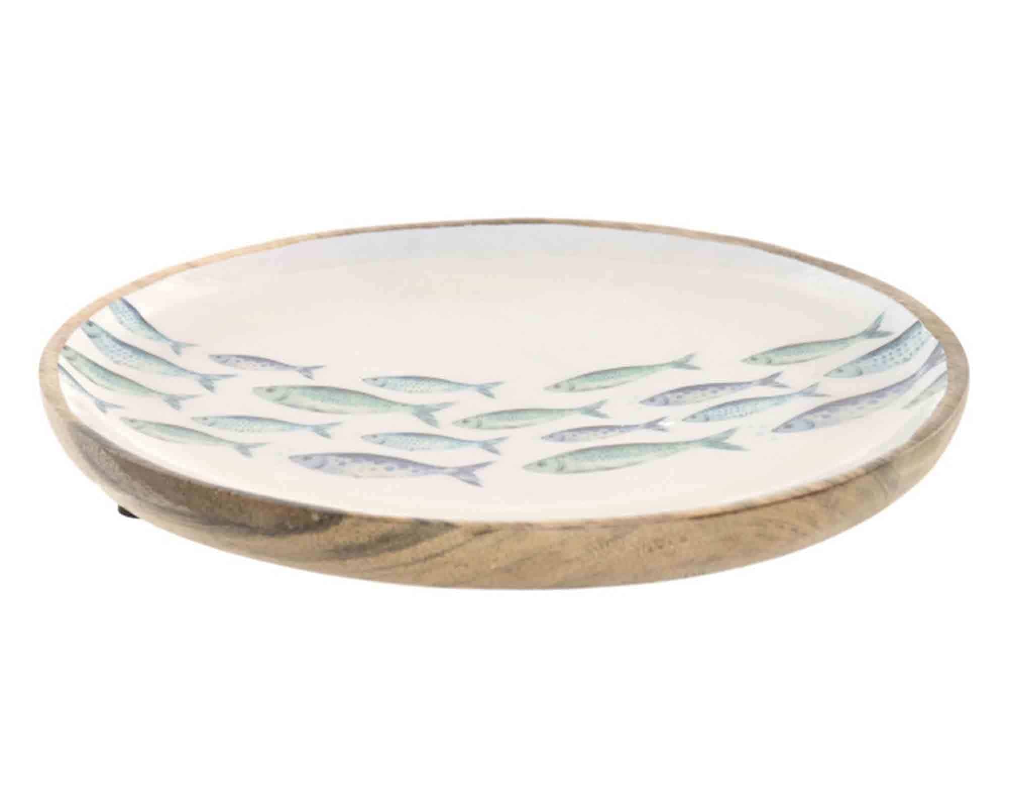 Centrotavola con Pesci Tondo 25x25x2,5cm in Legno - Item - immagine 2