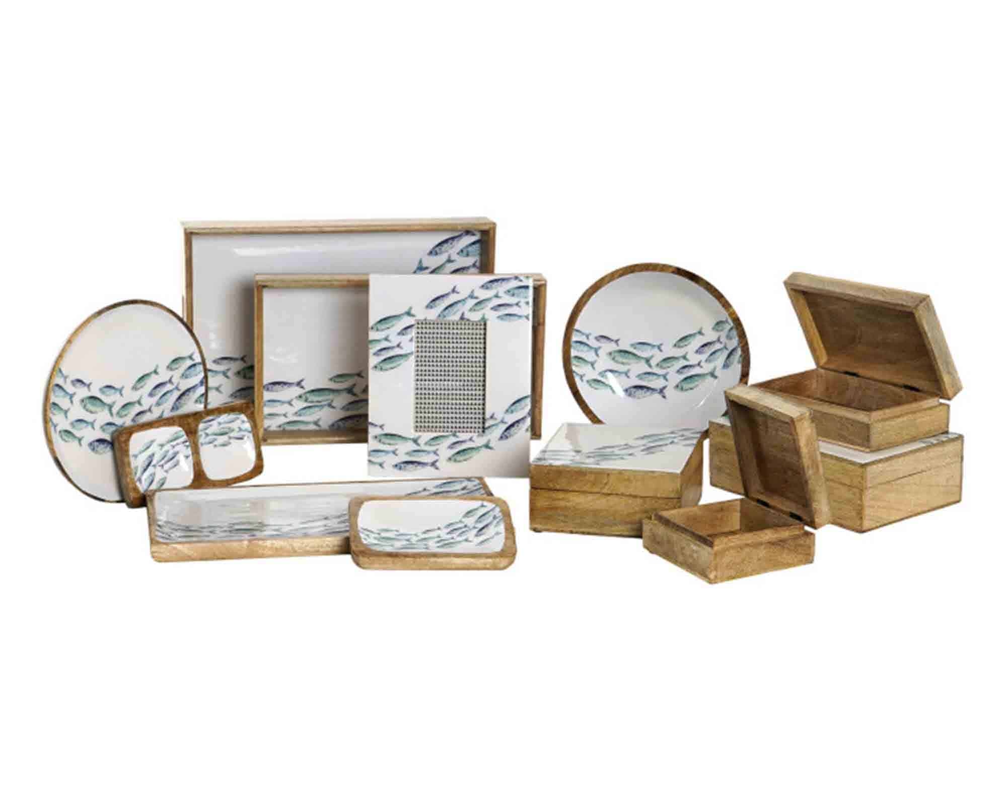 Centrotavola con Pesci Tondo 25x25x2,5cm in Legno - Item - immagine 5