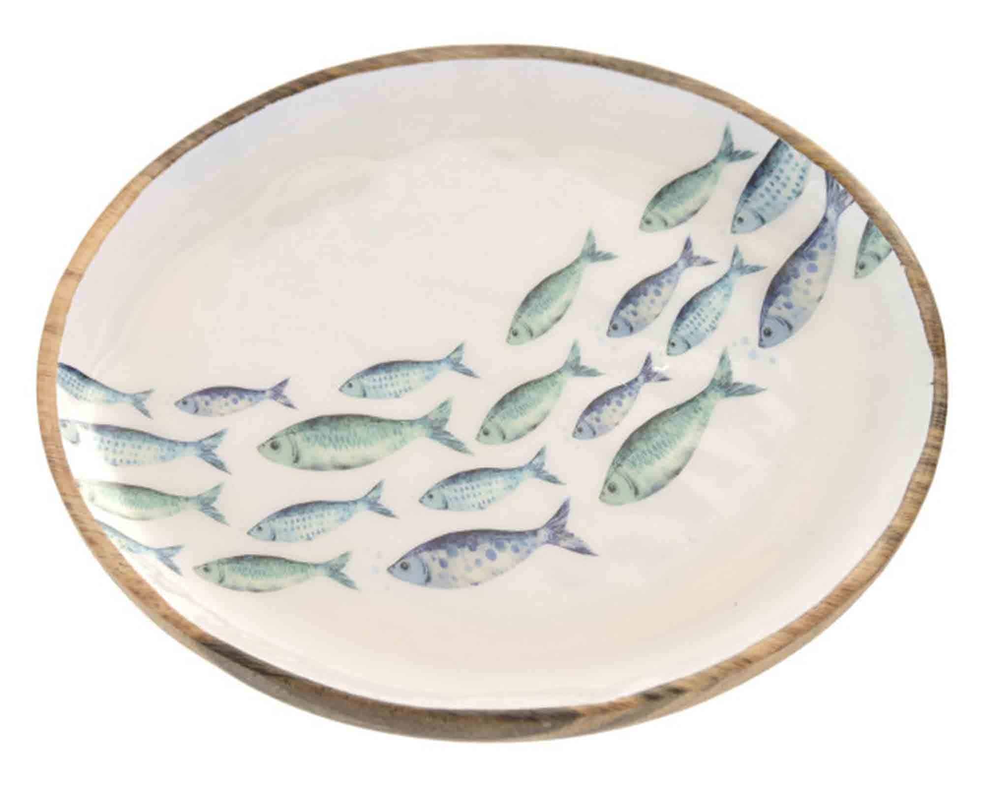 Centrotavola con Pesci Tondo 25x25x2,5cm in Legno - Item