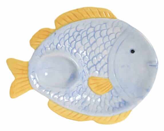 Vassoio a Forma di Pesci Azzurro e Giallo 20x15x2,5cm in Porcellana – Item