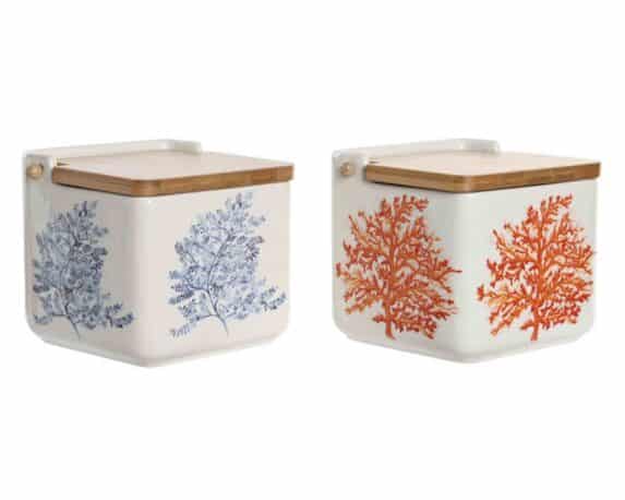 Saliera con Corallo Assortito 12,5×12,5×11,5cm in Dolomite – Item