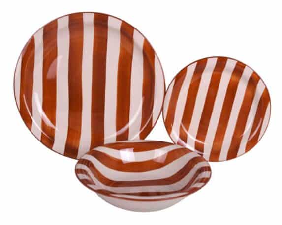 Set 18 Pz Servizio Piatti a Strisce in Porcellana – Item