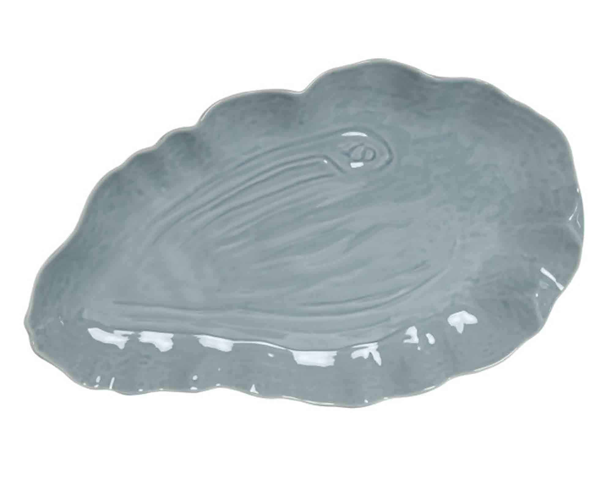 Vassoio a Forma di Ostrica Azzurro 37x22x3cm in Porcellana - Item - immagine 2
