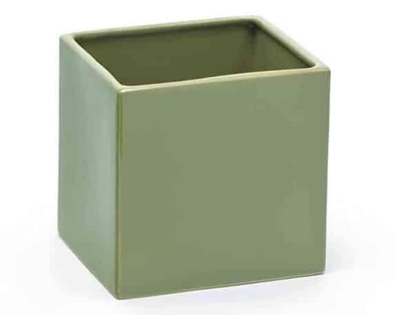 Cachepot Quadrato Semplice e Resistente Verde 16,5×16,5×16,5cm in Ceramica