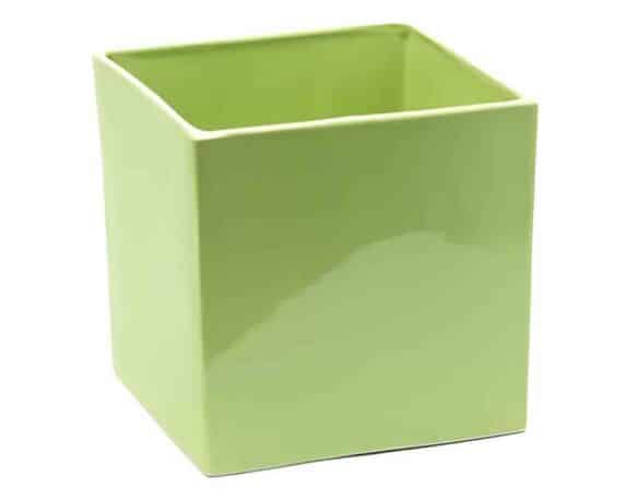 Cachepot Quadrato Semplice e Resistente Verde Mela 16,5×16,5×16,5cm in Ceramica