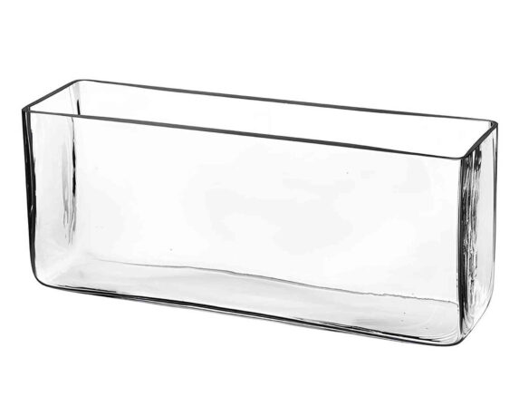 Vaso Rettangolare Basso Versatile e Resistente 36x10x15cm in Vetro