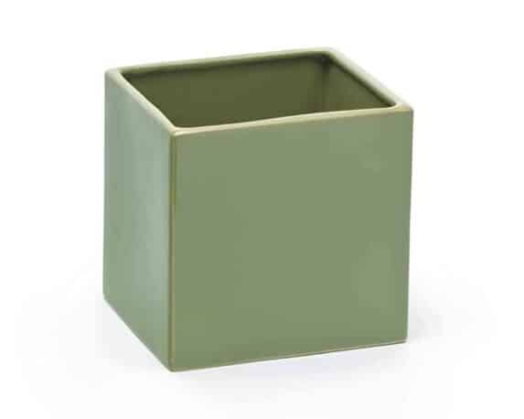 Cachepot Quadrato Semplice e Resistente Verde 13x13x13cm in Ceramica