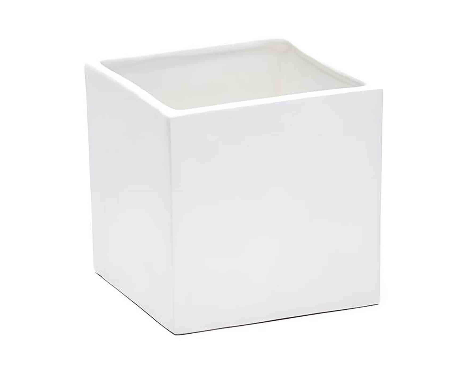 Cachepot Quadrato Semplice e Resistente Bianco 13x13x13cm in Ceramica
