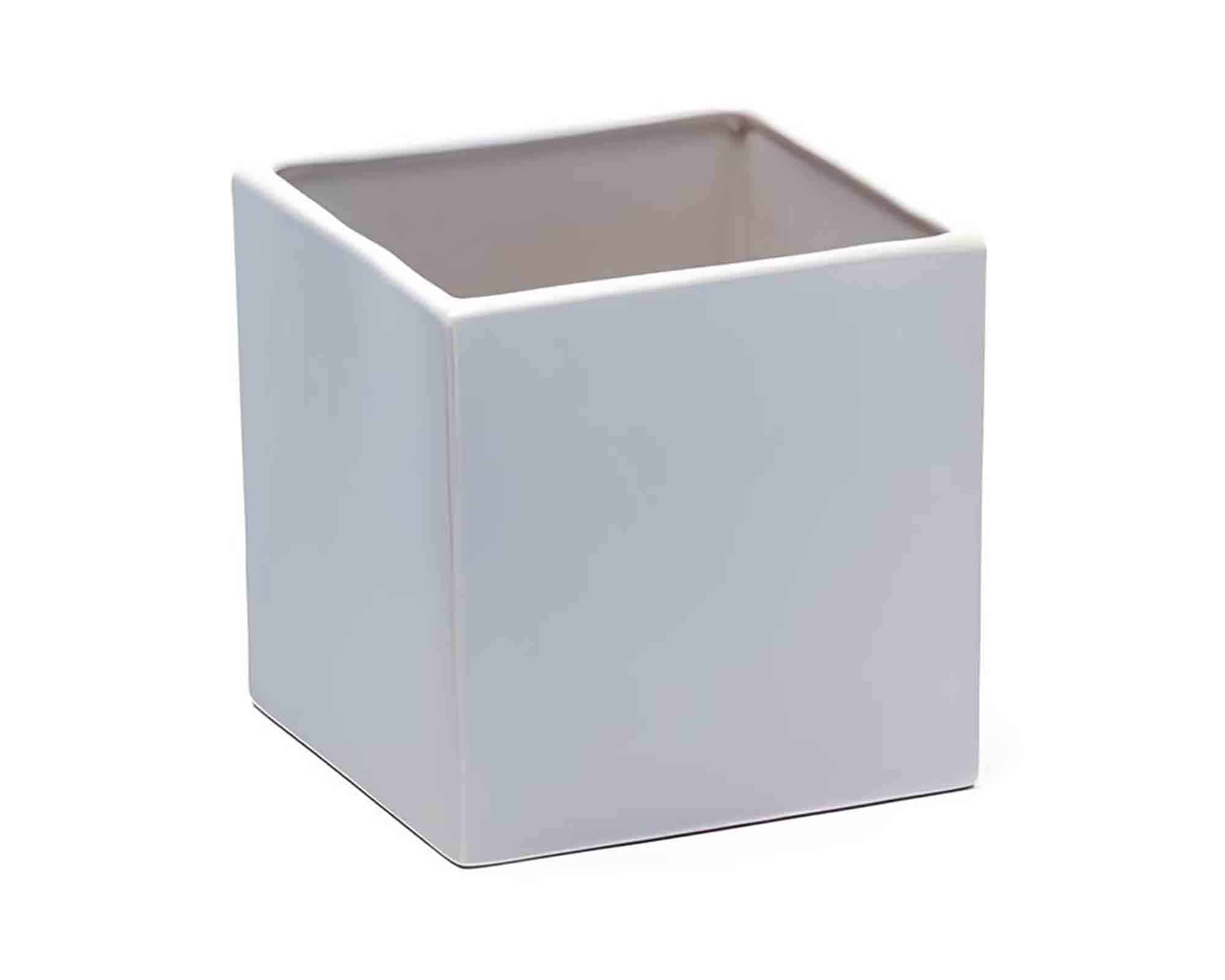 Cachepot Quadrato Semplice e Resistente Tortora 13x13x13cm in Ceramica
