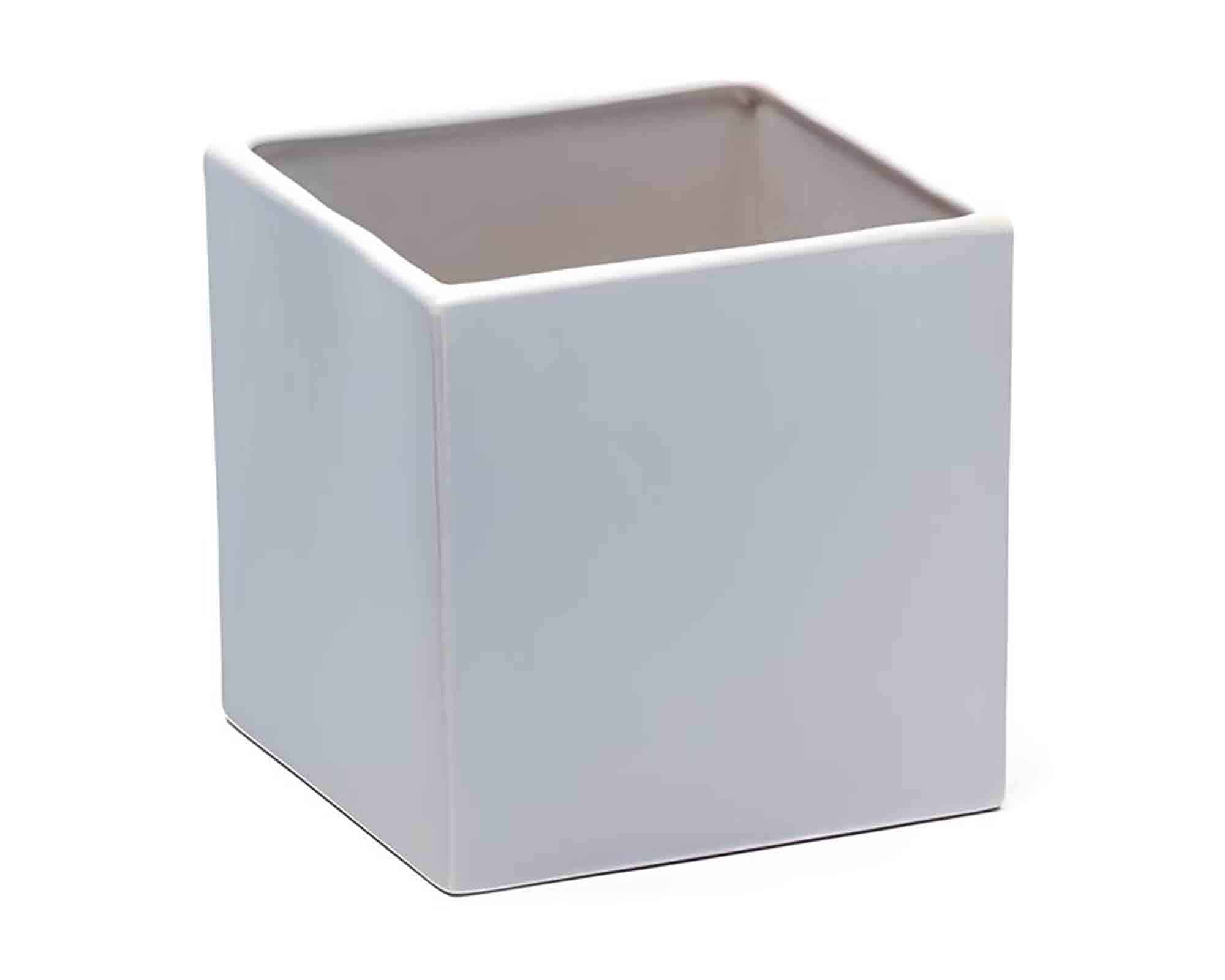 Cachepot Quadrato Semplice e Resistente Tortora 16x16x16cm in Ceramica