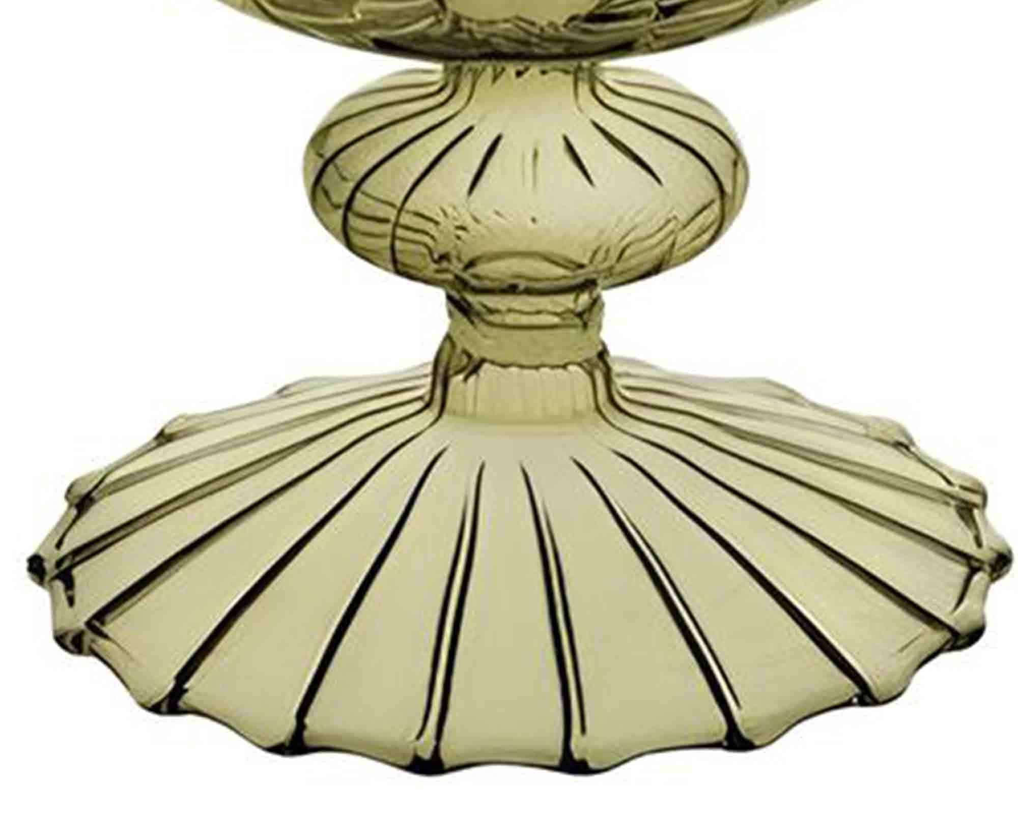 Candeliere Monofiore Verde Oliva D9x16cm in Vetro - immagine 2