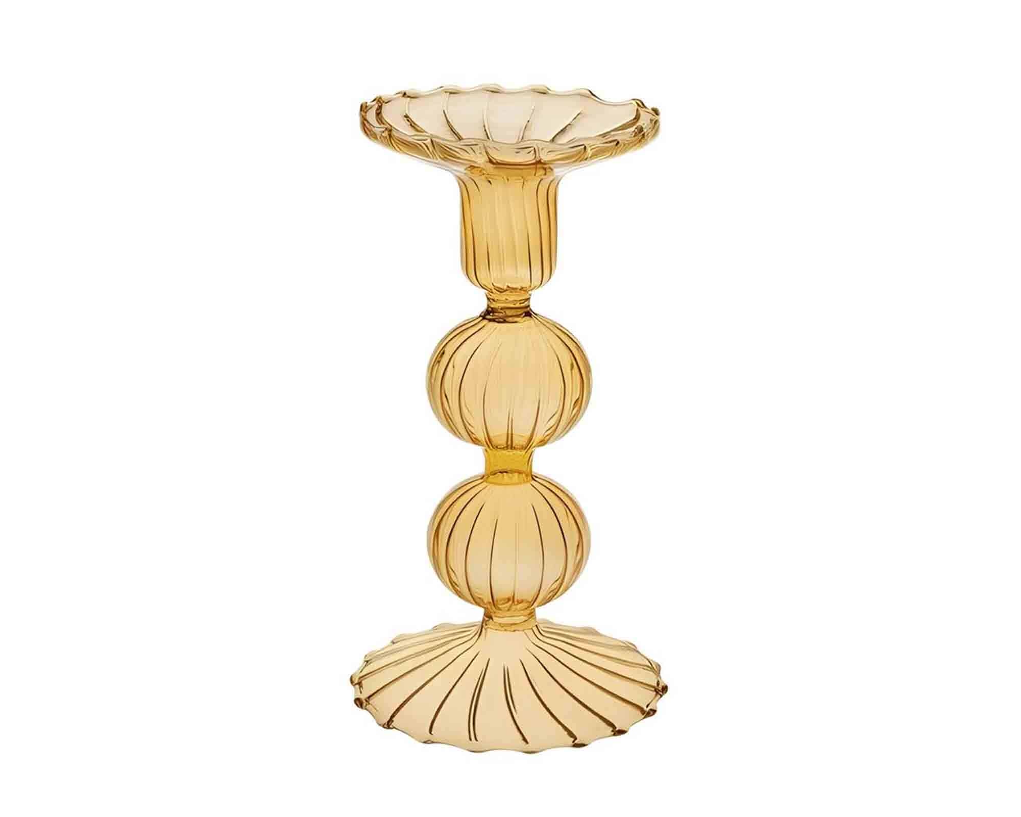 Candeliere Monofiore Ambra D9x16cm in Vetro