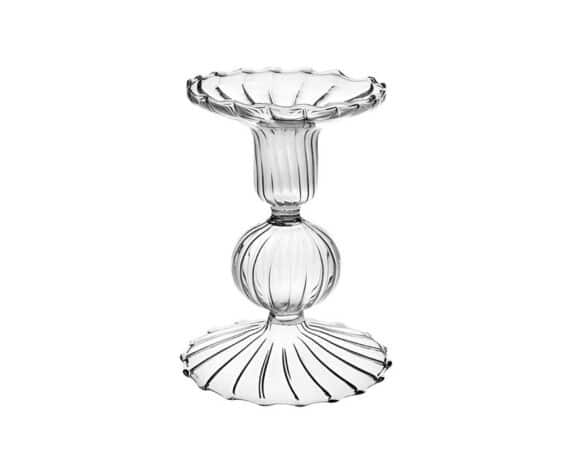 Candeliere Monofiore Trasparente D9x10cm in Vetro