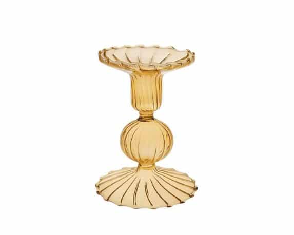 Candeliere Monofiore Ambra D9x10cm in Vetro