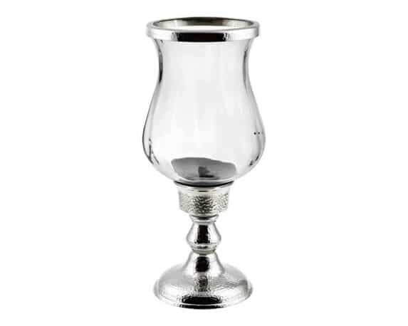 Portacandela Hurricane Moderno e Elegante D14x30cm in Vetro e Alluminio