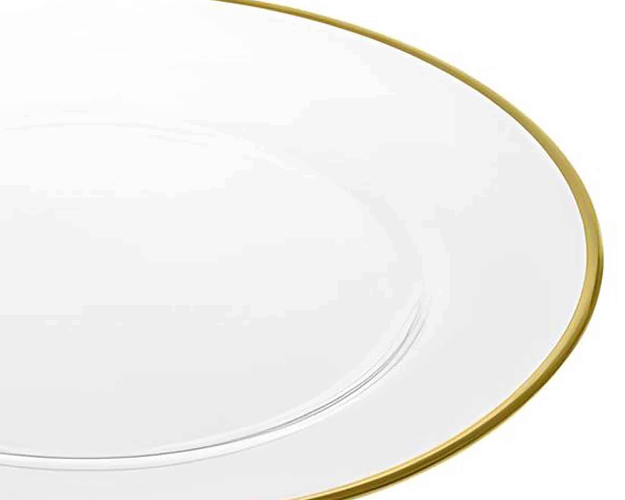 Piatto Rotondo con Bordo Dorato D33cm in Vetro - immagine 2