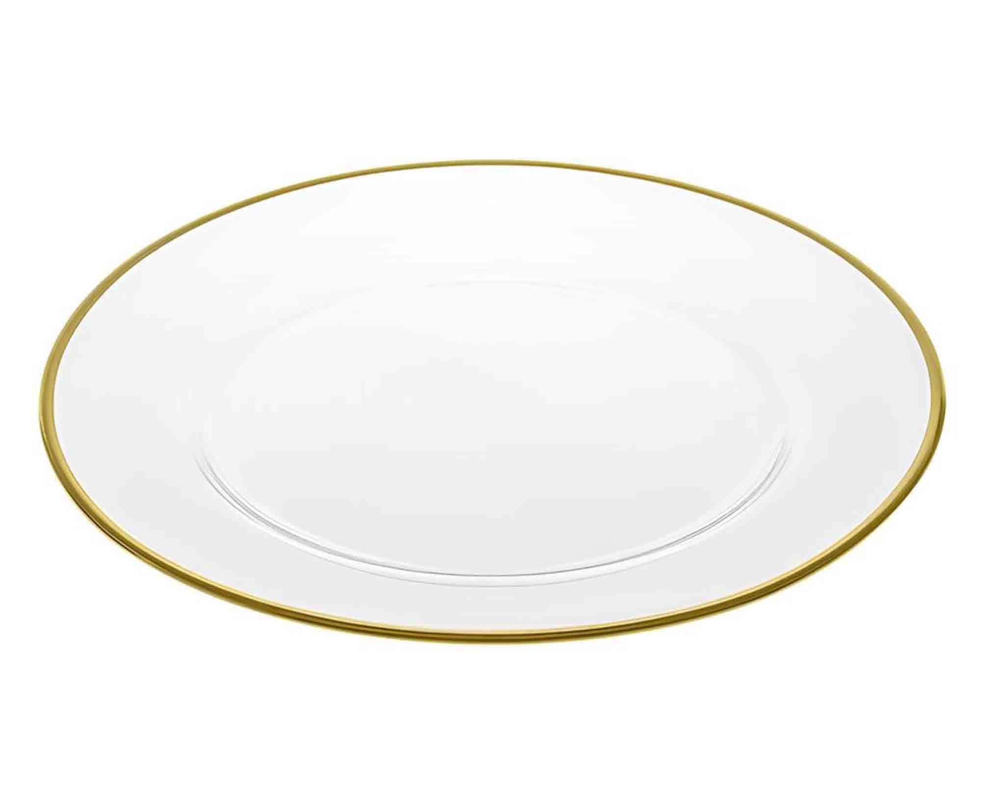 Piatto Rotondo con Bordo Dorato D33cm in Vetro