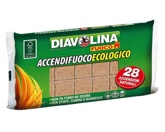 Set 28 Pz Diavolina Accendifuoco Naturale in Fibra Vegetali