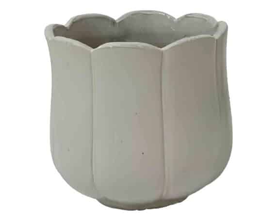 Vaso a Forma di Fiore Smaltata Bianco Large D42x42,5cm in Terracotta – Kaemingk