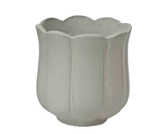 Vaso a Forma di Fiore Smaltata Bianco Small D24x25cm in Terracotta – Kaemingk