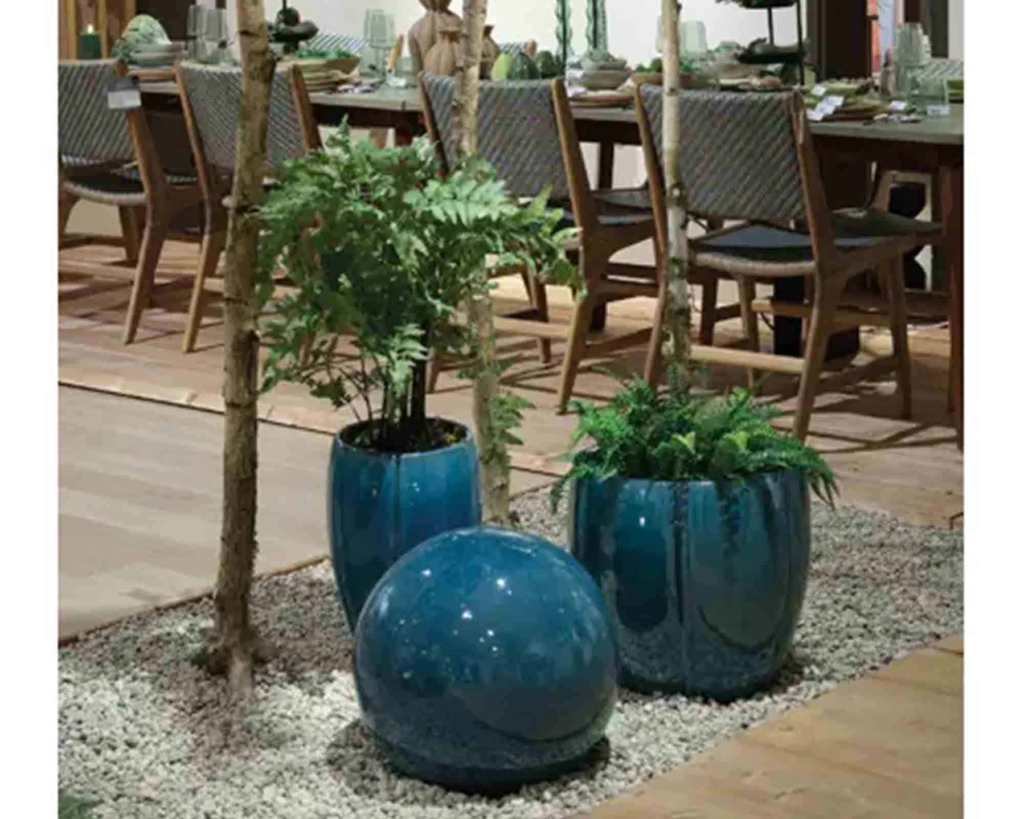 Decorazione Palla Smaltata Blu D40cm in Terracotta - Kaemingk - immagine 3