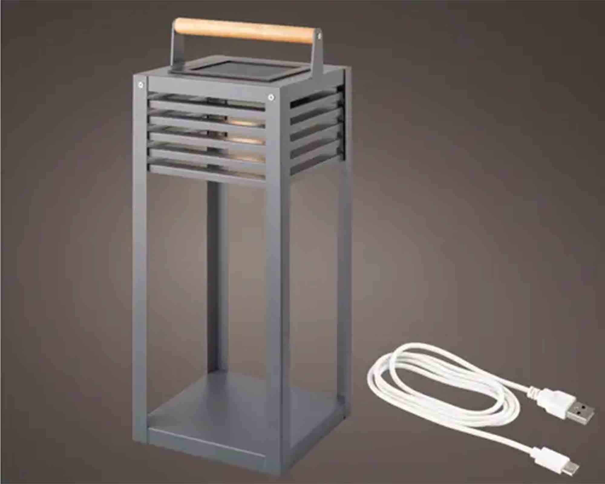 Lampada Solare Antracite 19x19x51cm in Metallo - Kaemingk - immagine 3