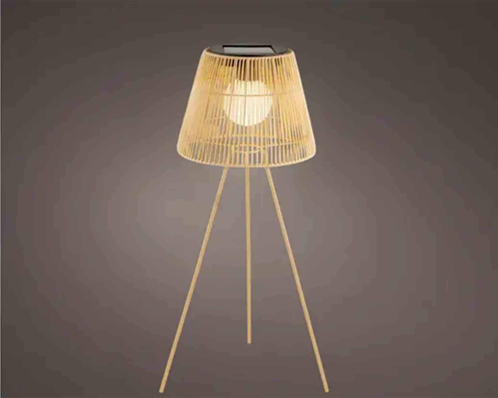 Lampada Solare da Terra per Esterno Naturale D28x71cm in Vimini - Kaemingk - immagine 4