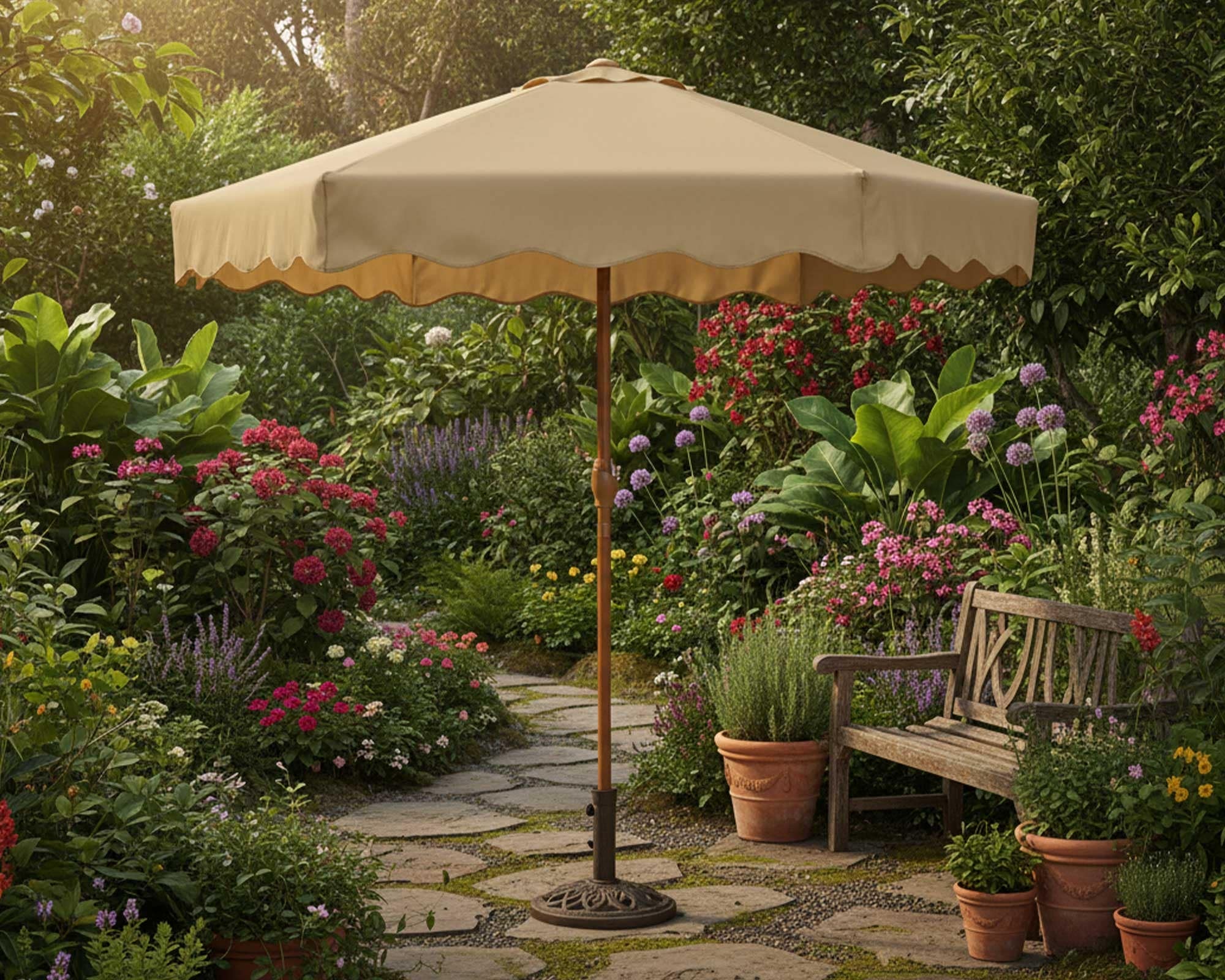 Ombrellone a Palo Centrale Talpa D220x222cm in Ferro e Poliestere - Kaemingk