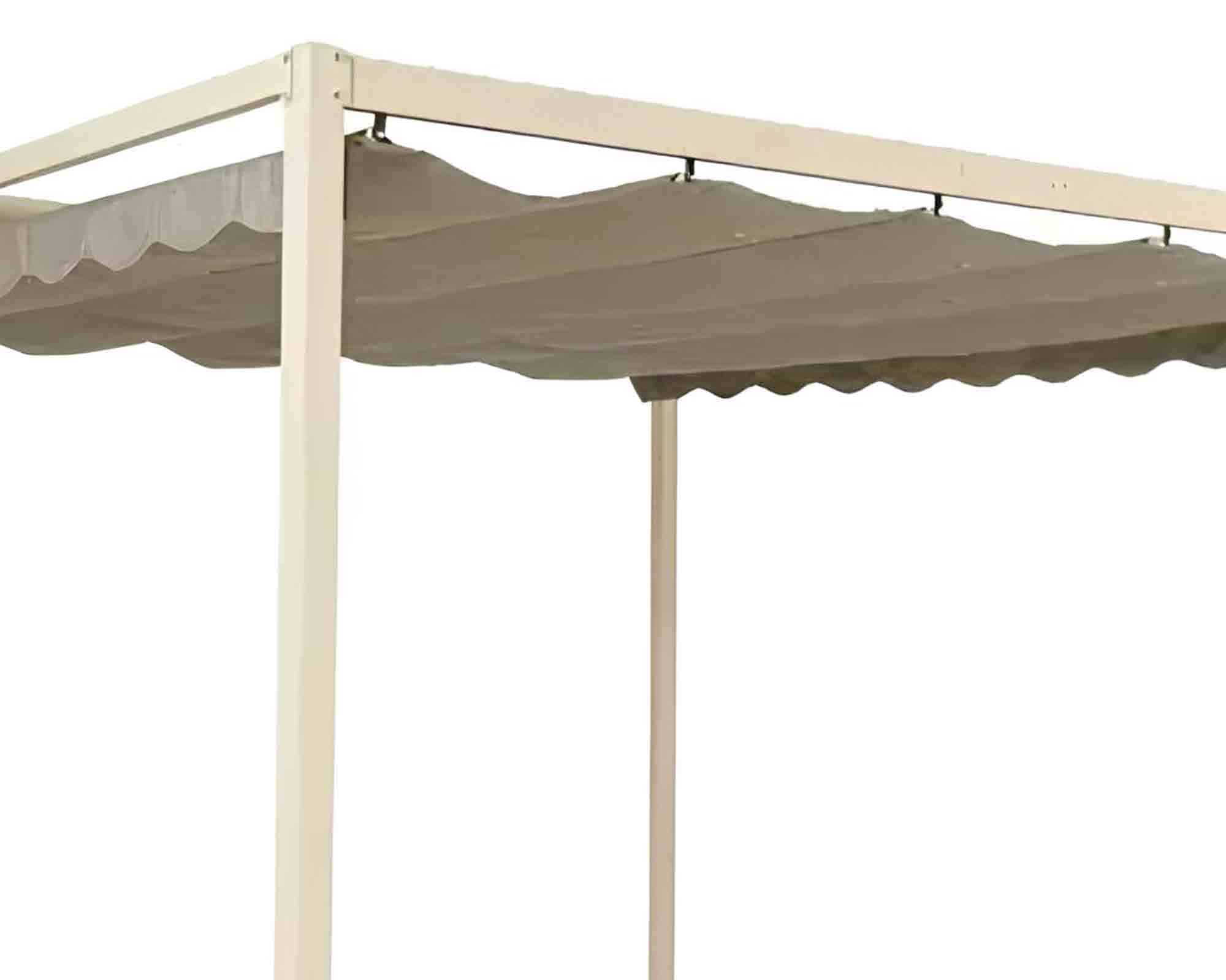 Pergola Quadrata Crema 3x3x2,2m in Alluminio, Ferro e Poliestere - Kaemingk - immagine 4
