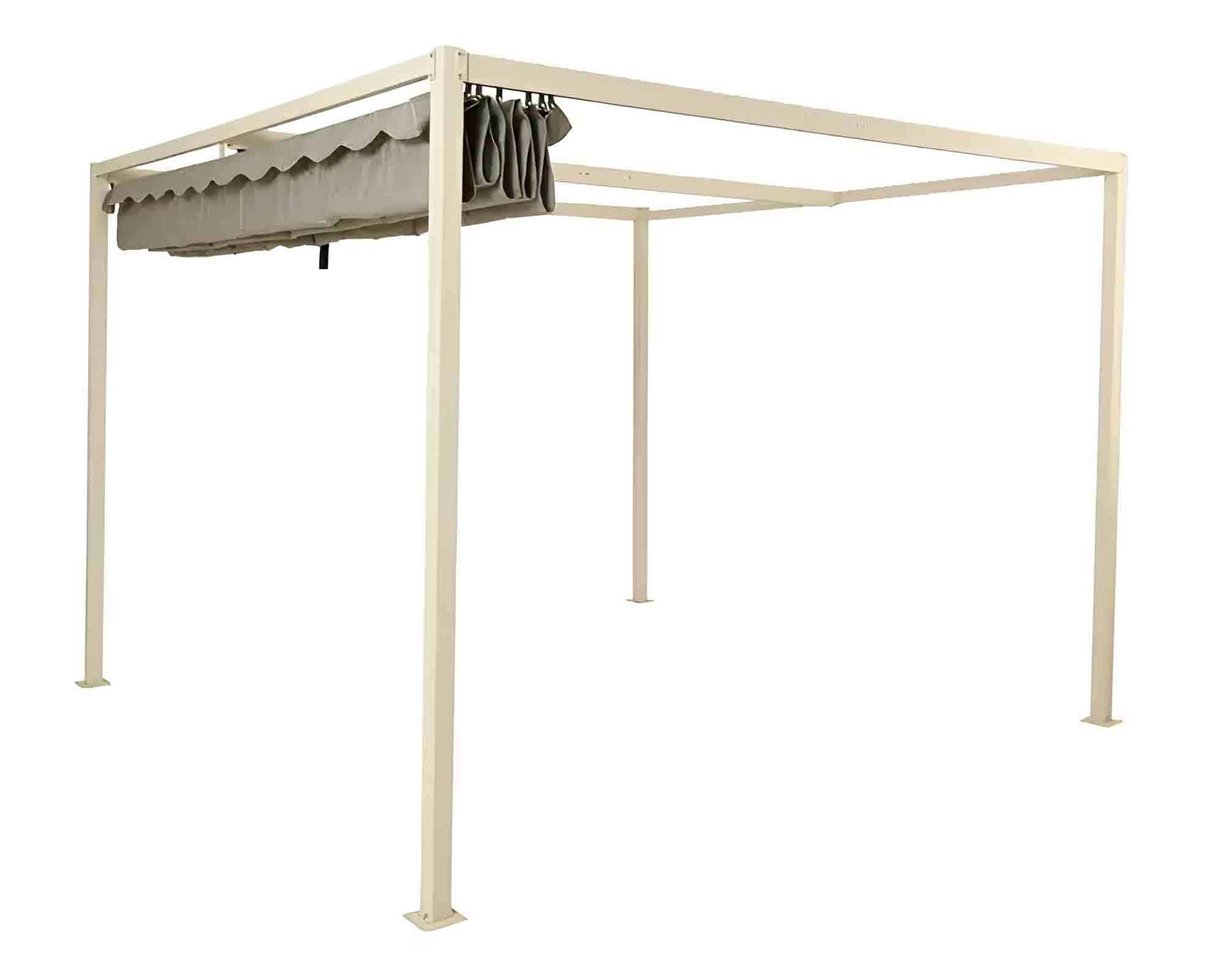 Pergola Quadrata Crema 3x3x2,2m in Alluminio, Ferro e Poliestere - Kaemingk - immagine 3