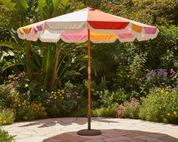 Ombrellone a Palo Centrale Multicolor D270cm in Ferro e Poliestere – Kaemingk