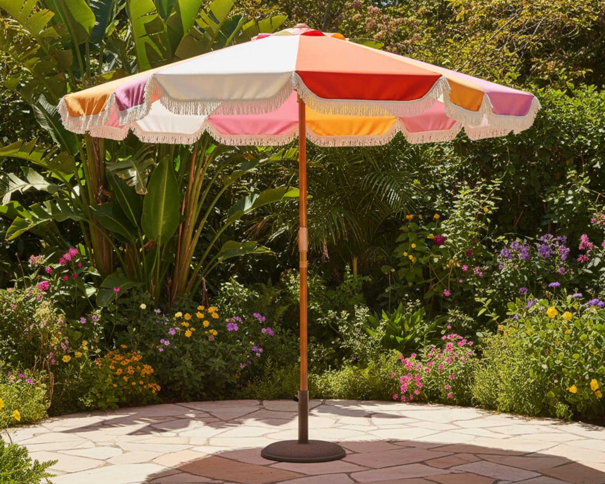 Ombrellone a Palo Centrale Multicolor D270cm in Ferro e Poliestere - Kaemingk