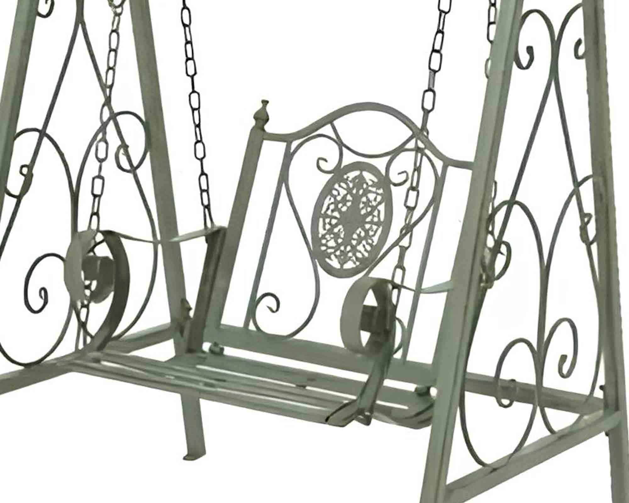 Sedia a Dondolo Belfort da Esterno Verde Antico 88x107x209cm in Acciaio - Kaemingk - immagine 2
