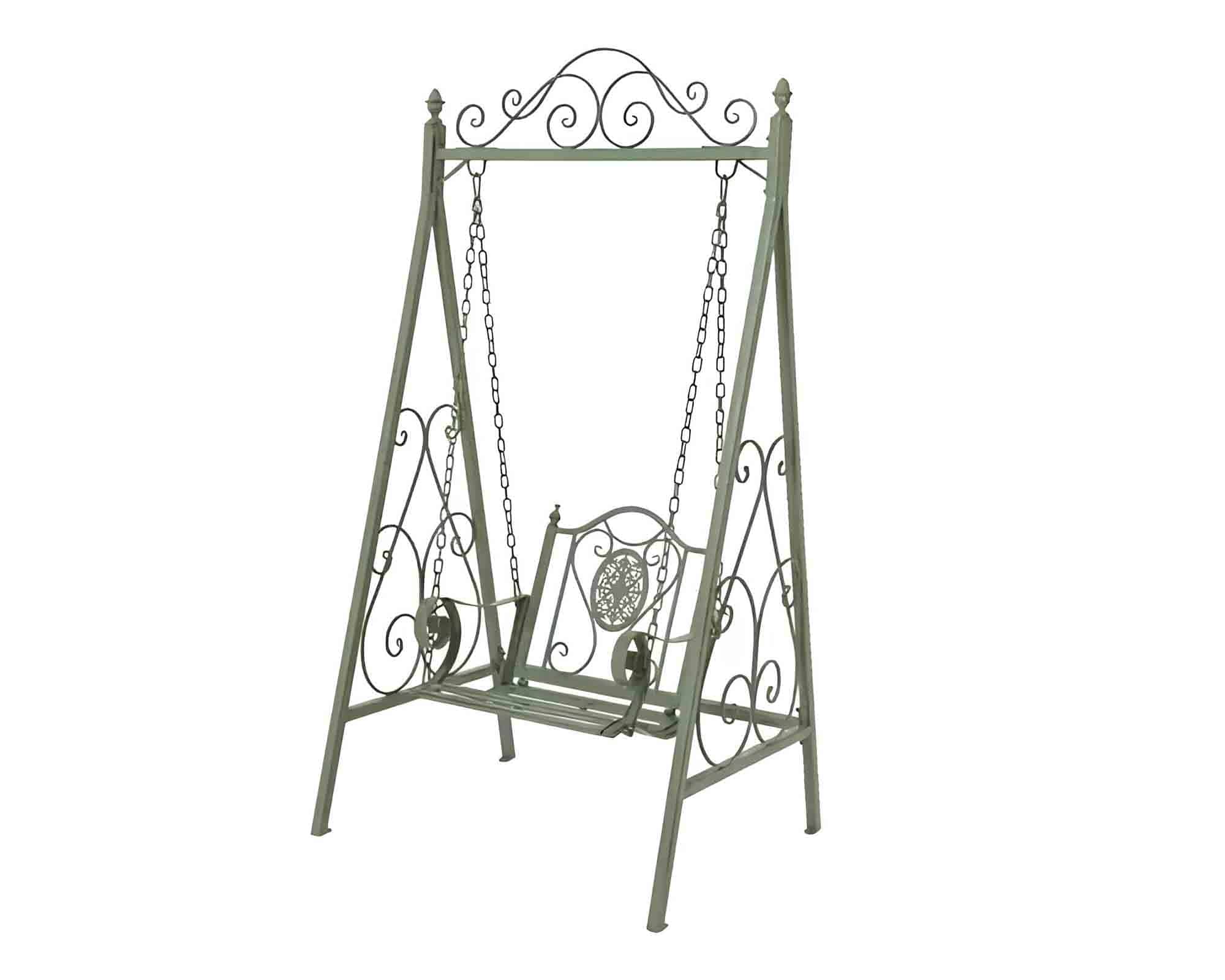 Sedia a Dondolo Belfort da Esterno Verde Antico 88x107x209cm in Acciaio - Kaemingk