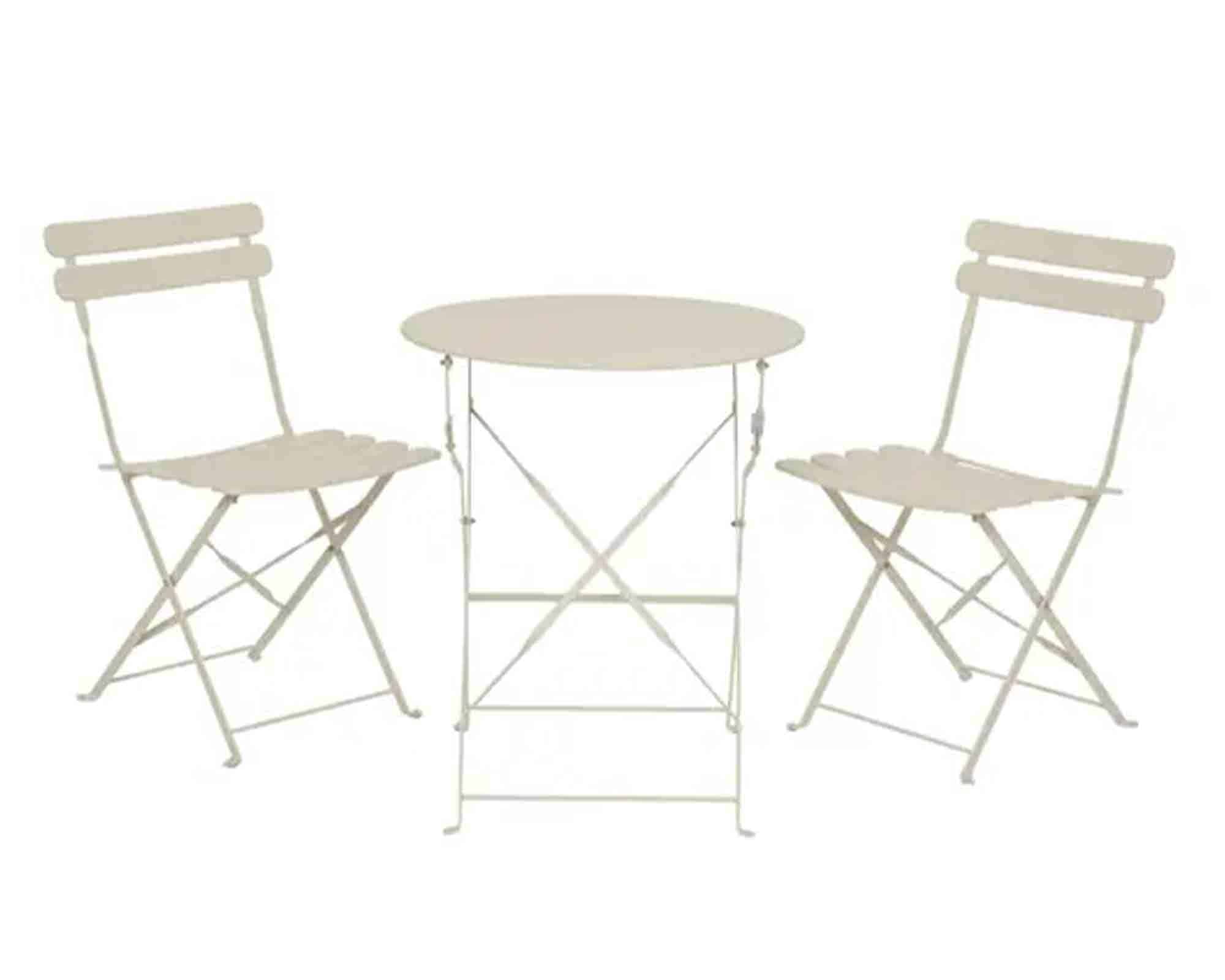 Set Bistrot Helsingborg da Esterno Tavolo + 2 Sedie Bianco 60x60x71cm in Acciaio - Kaemingk - immagine 2