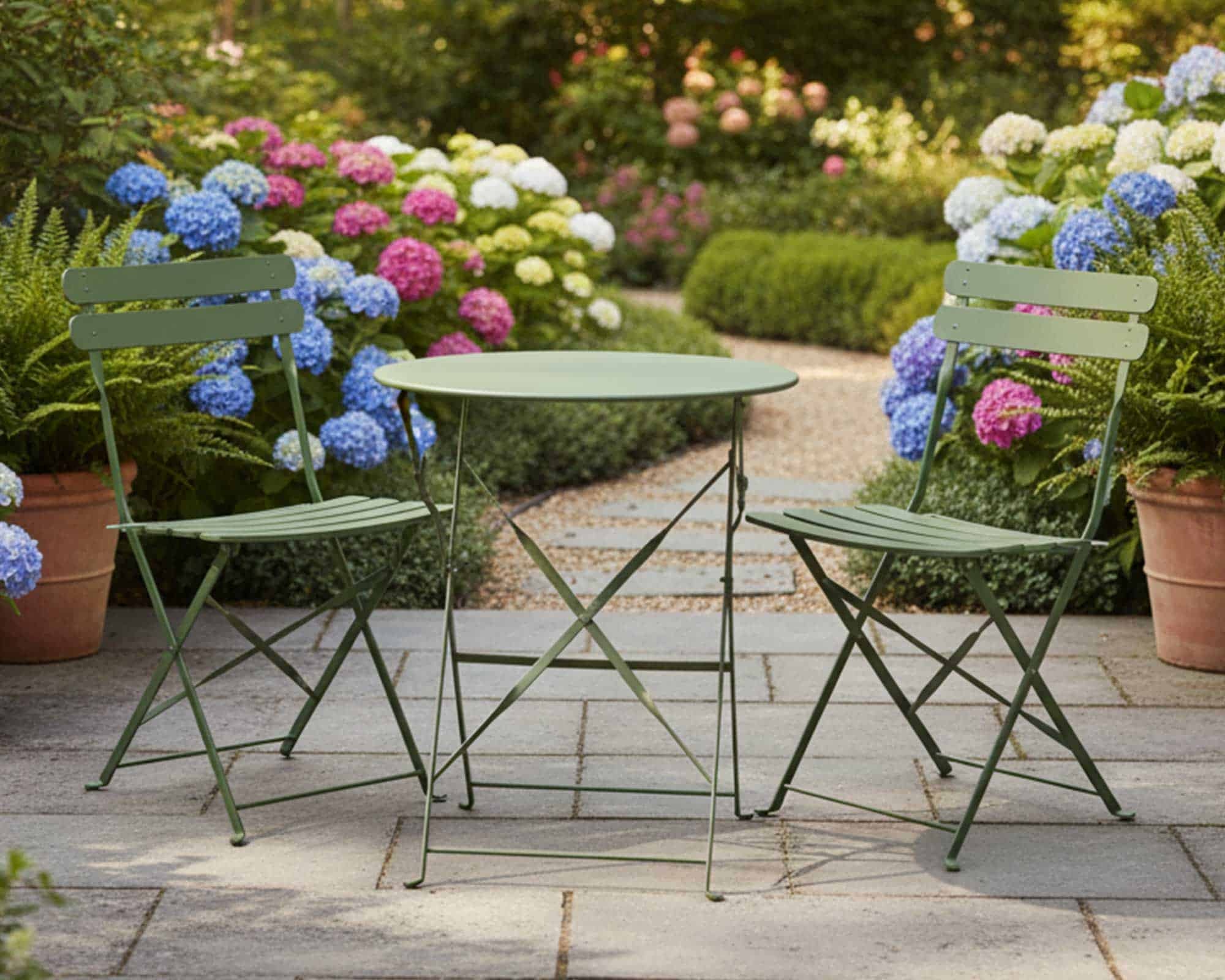 Set Bistrot Helsingborg da Esterno Tavolo + 2 Sedie Verde 60x60x71cm in Acciaio - Kaemingk