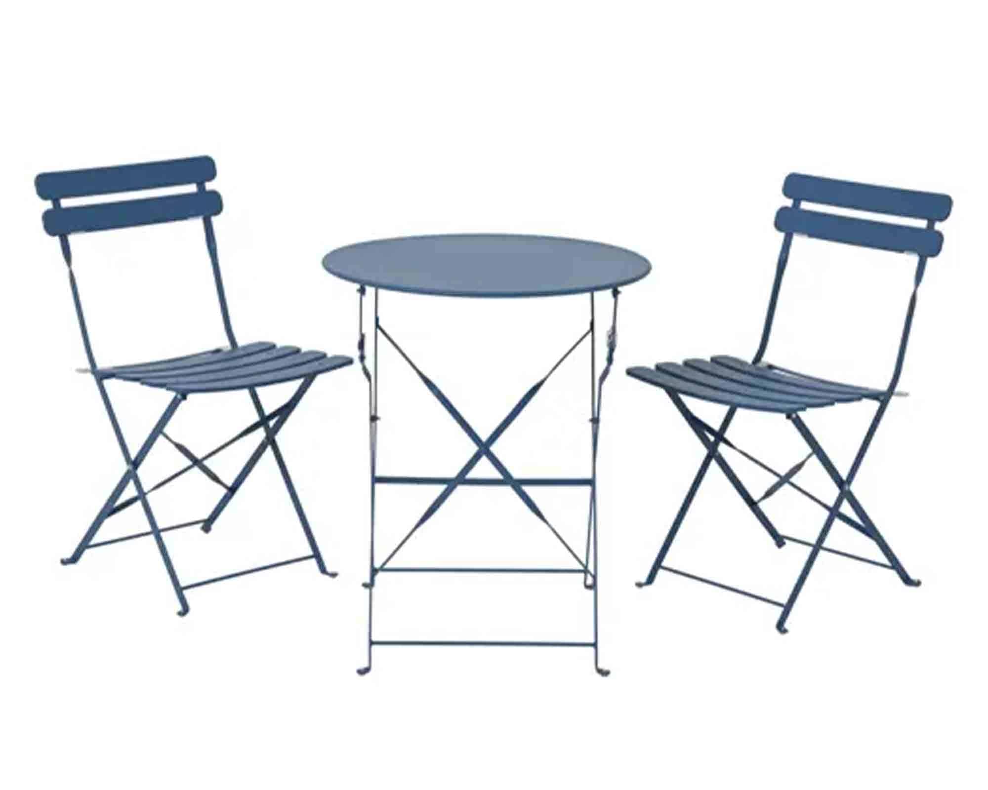Set Bistrot Helsingborg da Esterno Tavolo + 2 Sedie Blu 60x60x71cm in Acciaio - Kaemingk - immagine 2