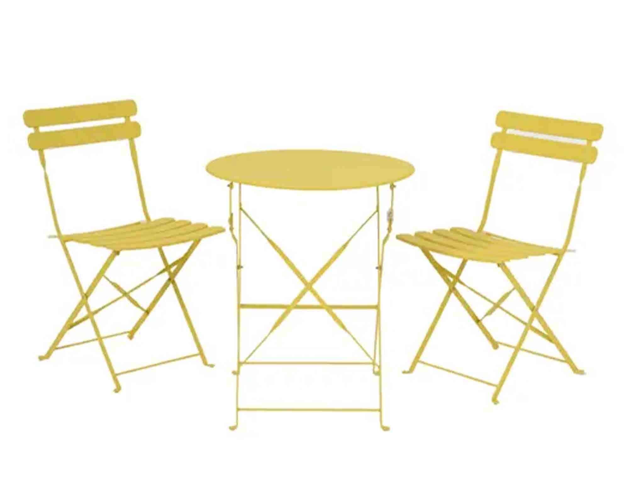 Set Bistrot Helsingborg da Esterno Tavolo + 2 Sedie Giallo 60x60x71cm in Acciaio - Kaemingk - immagine 2